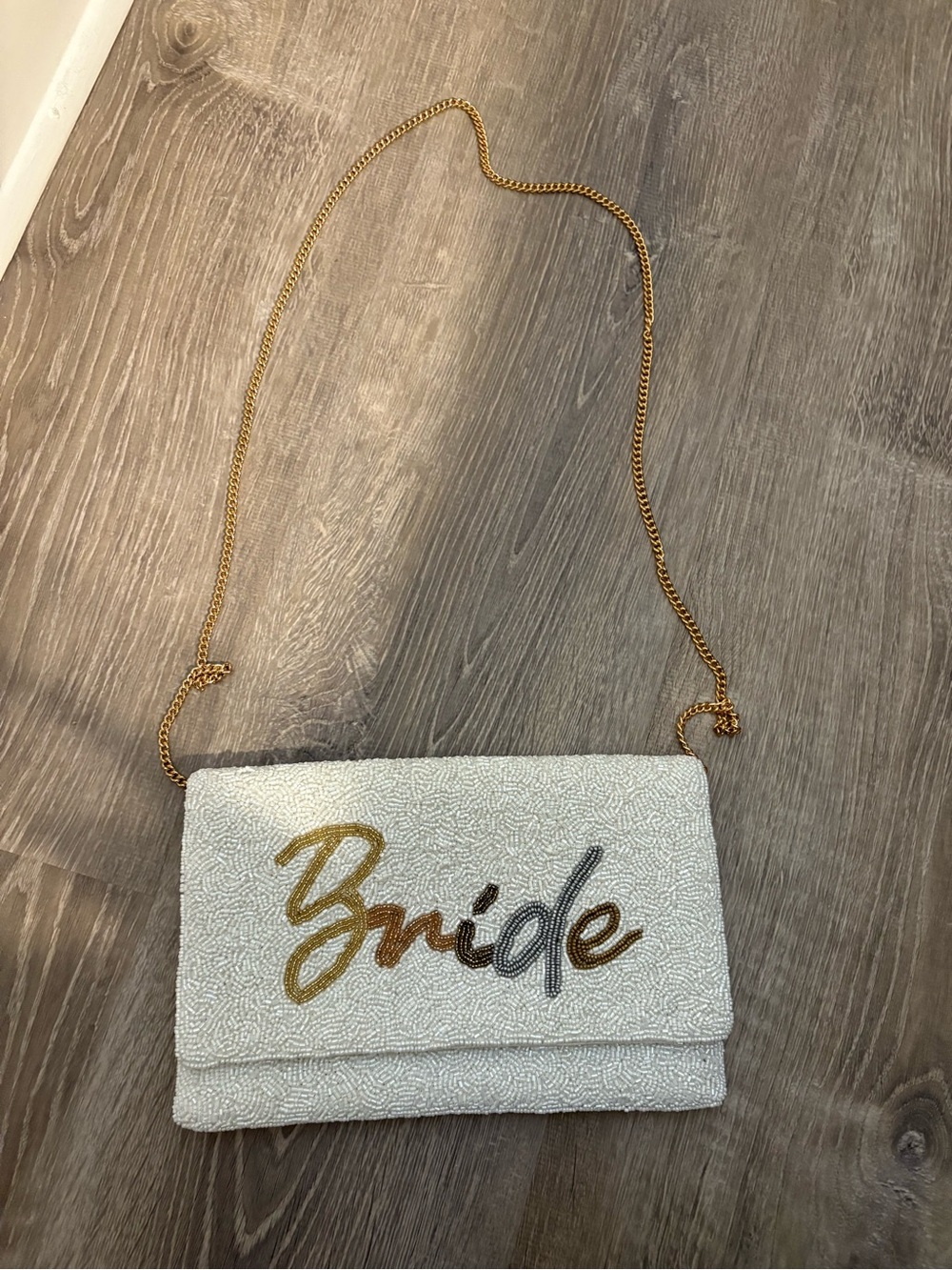 Bride Beaded Chain Shoulder Bag in White